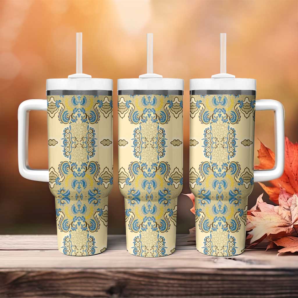 Madiba Nelson Mandela Tumbler With Handle Indonesia Batik Yellow Bule - Wonder Print Shop