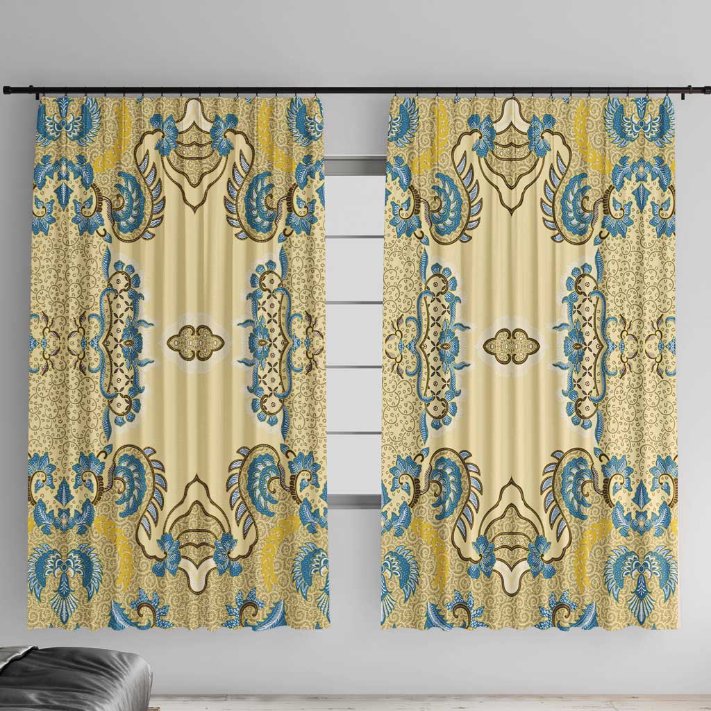 Madiba Nelson Mandela Window Curtain Indonesia Batik Yellow Bule - Wonder Print Shop