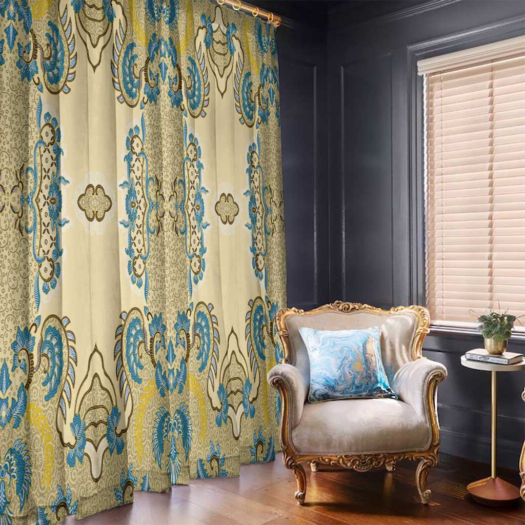 Madiba Nelson Mandela Window Curtain Indonesia Batik Yellow Bule - Wonder Print Shop