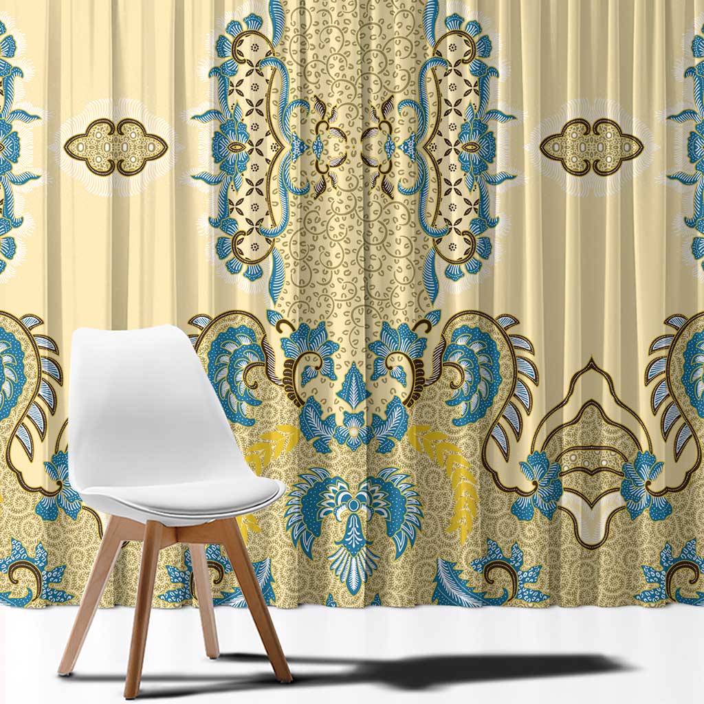 Madiba Nelson Mandela Window Curtain Indonesia Batik Yellow Bule - Wonder Print Shop