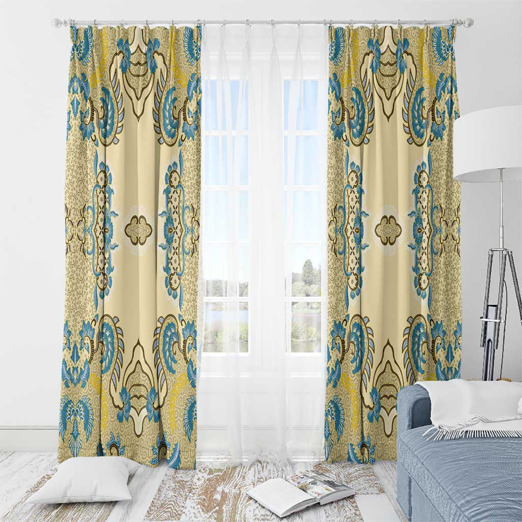 Madiba Nelson Mandela Window Curtain Indonesia Batik Yellow Bule - Wonder Print Shop