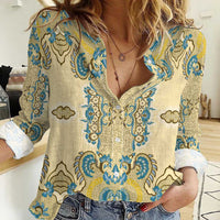 Madiba Nelson Mandela Women Casual Shirt Indonesia Batik Yellow Bule - Wonder Print Shop