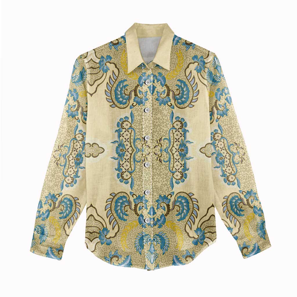 Madiba Nelson Mandela Women Casual Shirt Indonesia Batik Yellow Bule - Wonder Print Shop