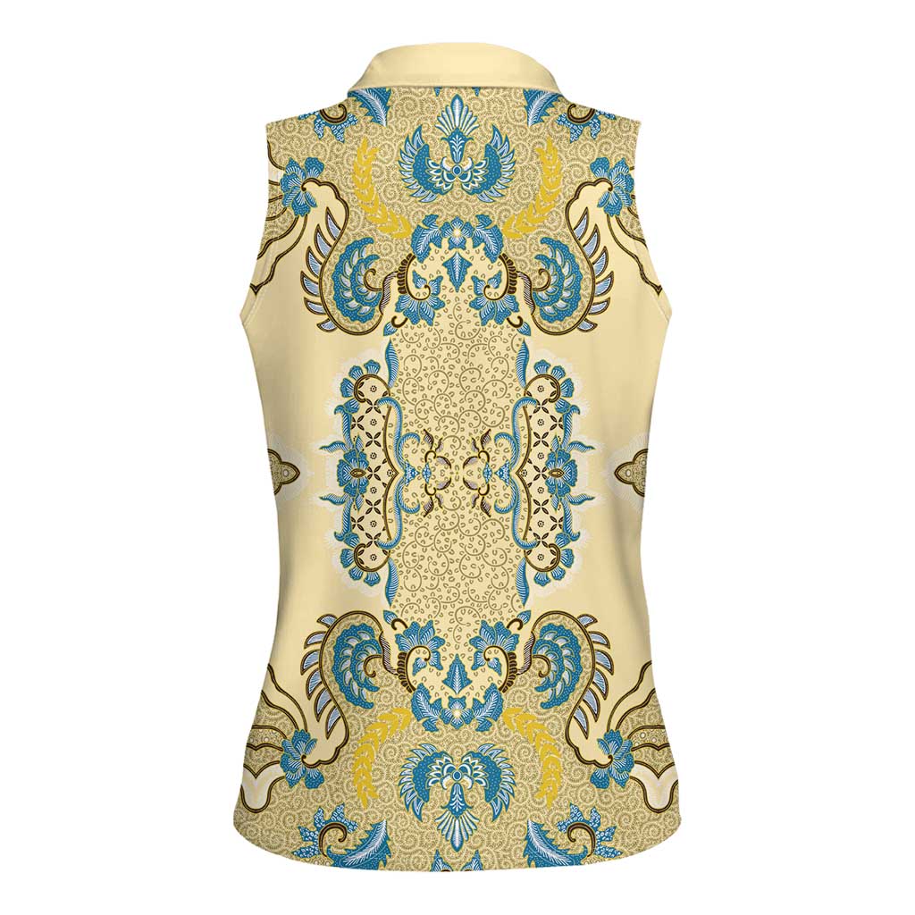 Madiba Nelson Mandela Women Sleeveless Polo Shirt Indonesia Batik Yellow Bule - Wonder Print Shop