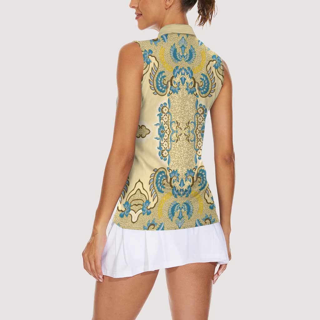 Madiba Nelson Mandela Women Sleeveless Polo Shirt Indonesia Batik Yellow Bule - Wonder Print Shop