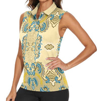 Madiba Nelson Mandela Women Sleeveless Polo Shirt Indonesia Batik Yellow Bule - Wonder Print Shop