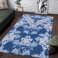 Indonesia Javanese Batik Area Rug Nelson Mandela Madiba Blue - Wonder Print Shop
