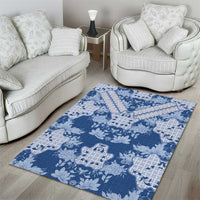 Indonesia Javanese Batik Area Rug Nelson Mandela Madiba Blue - Wonder Print Shop