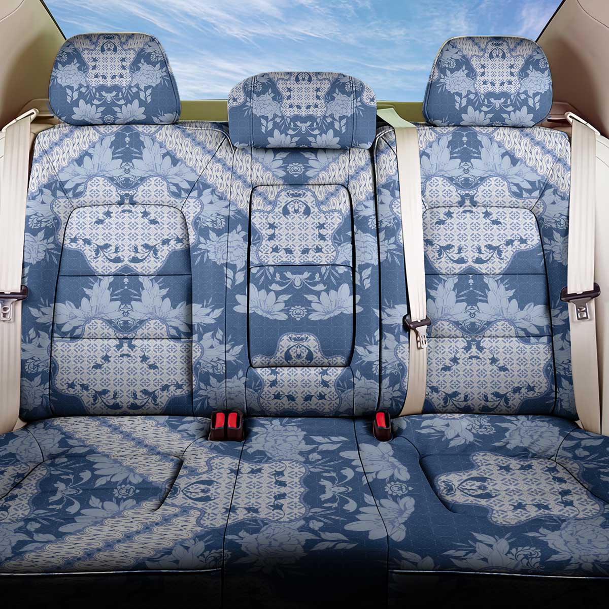 Indonesia Javanese Batik Back Car Seat Cover Nelson Mandela Madiba Blue - Wonder Print Shop