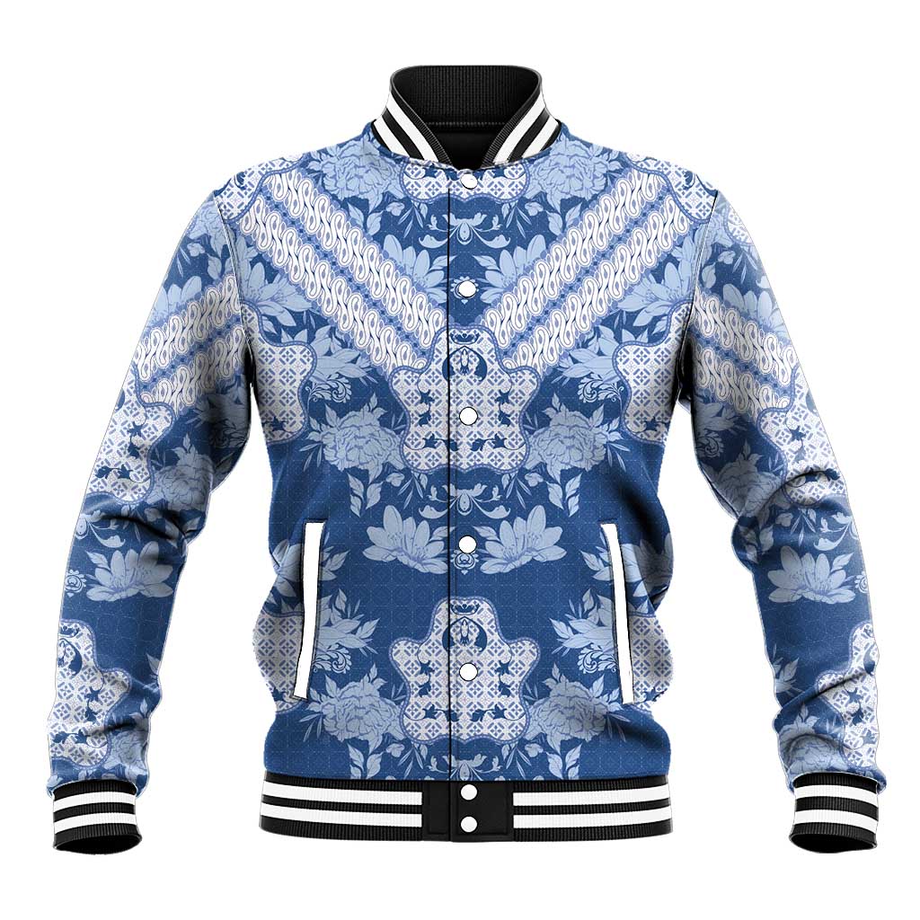 Indonesia Javanese Batik Baseball Jacket Nelson Mandela Madiba Blue - Wonder Print Shop