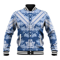 Indonesia Javanese Batik Baseball Jacket Nelson Mandela Madiba Blue - Wonder Print Shop