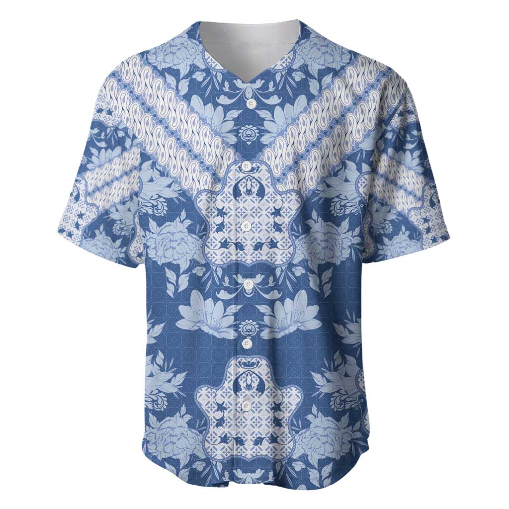 Indonesia Javanese Batik Baseball Jersey Nelson Mandela Madiba Blue - Wonder Print Shop