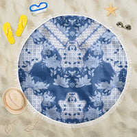 Indonesia Javanese Batik Beach Blanket Nelson Mandela Madiba Blue - Wonder Print Shop