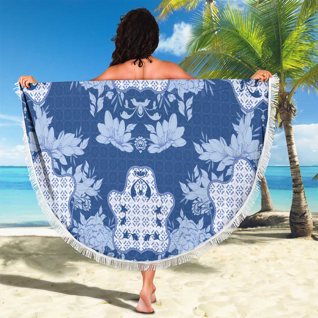 Indonesia Javanese Batik Beach Blanket Nelson Mandela Madiba Blue - Wonder Print Shop