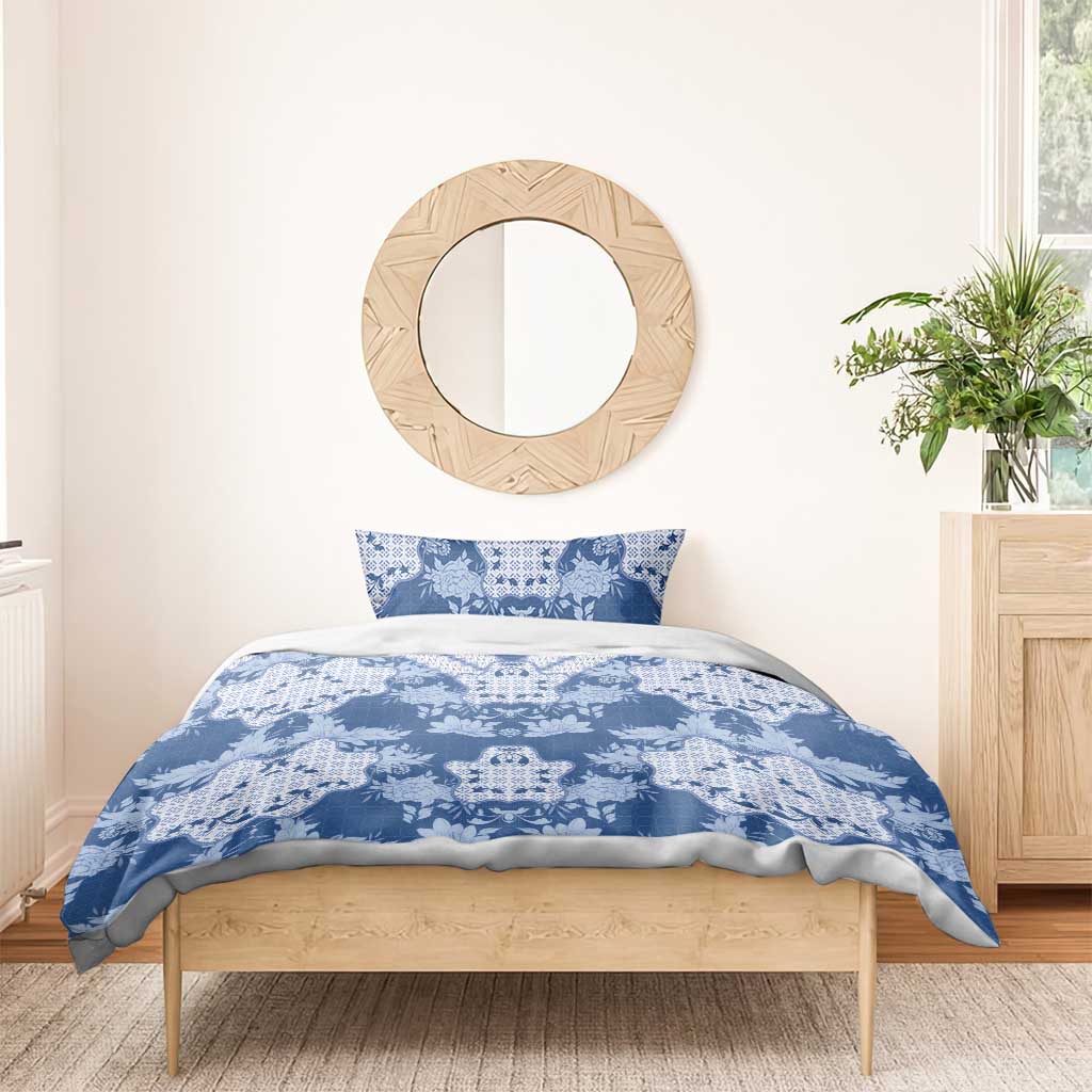 Indonesia Javanese Batik Bedding Set Nelson Mandela Madiba Blue - Wonder Print Shop