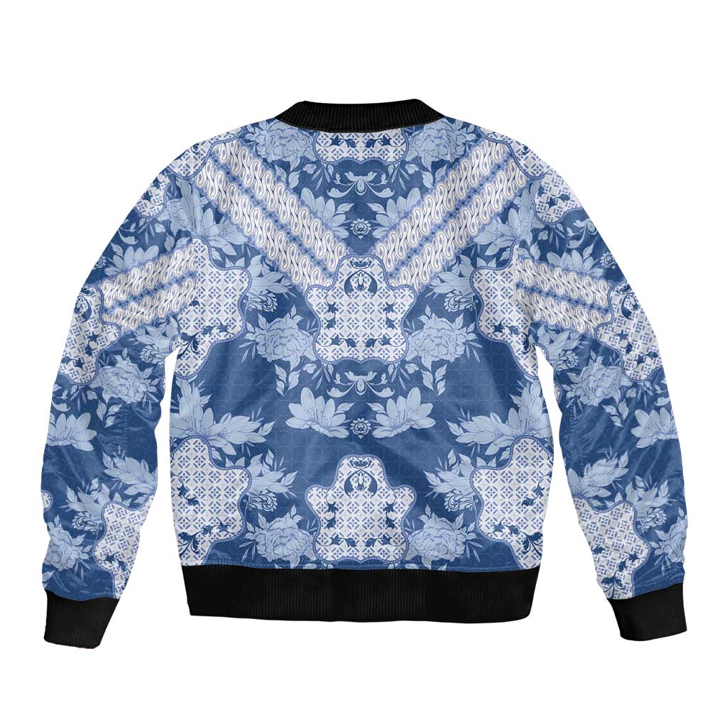 Indonesia Javanese Batik Bomber Jacket Nelson Mandela Madiba Blue - Wonder Print Shop