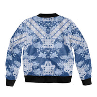 Indonesia Javanese Batik Bomber Jacket Nelson Mandela Madiba Blue - Wonder Print Shop