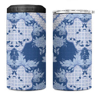 Indonesia Javanese Batik 4 in 1 Can Cooler Tumbler Nelson Mandela Madiba Blue - Wonder Print Shop