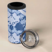 Indonesia Javanese Batik 4 in 1 Can Cooler Tumbler Nelson Mandela Madiba Blue - Wonder Print Shop