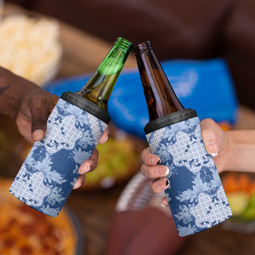 Indonesia Javanese Batik 4 in 1 Can Cooler Tumbler Nelson Mandela Madiba Blue - Wonder Print Shop