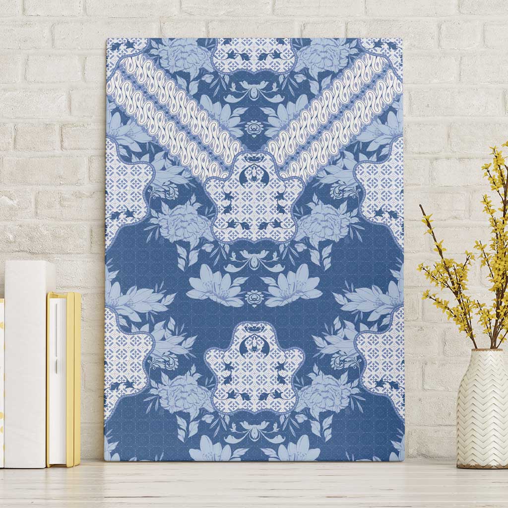 Indonesia Javanese Batik Canvas Wall Art Nelson Mandela Madiba Blue - Wonder Print Shop