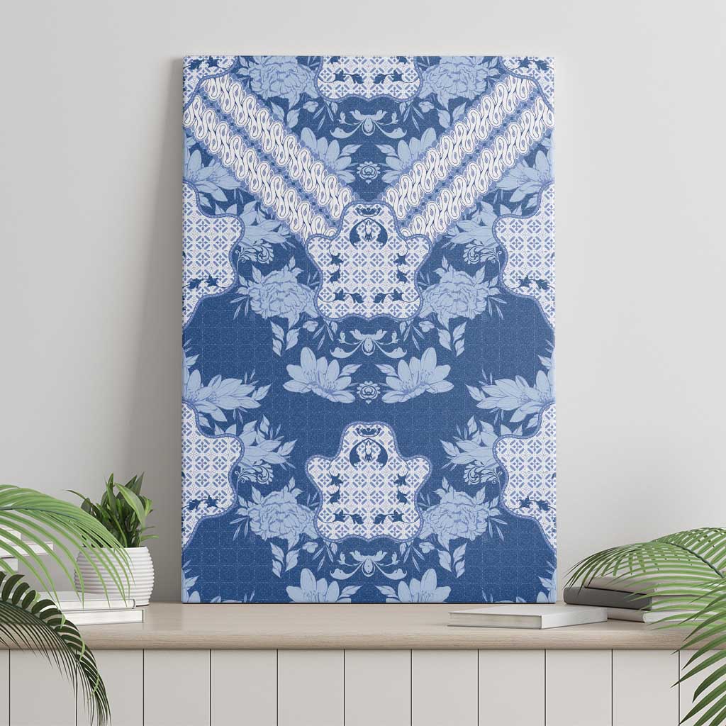 Indonesia Javanese Batik Canvas Wall Art Nelson Mandela Madiba Blue - Wonder Print Shop