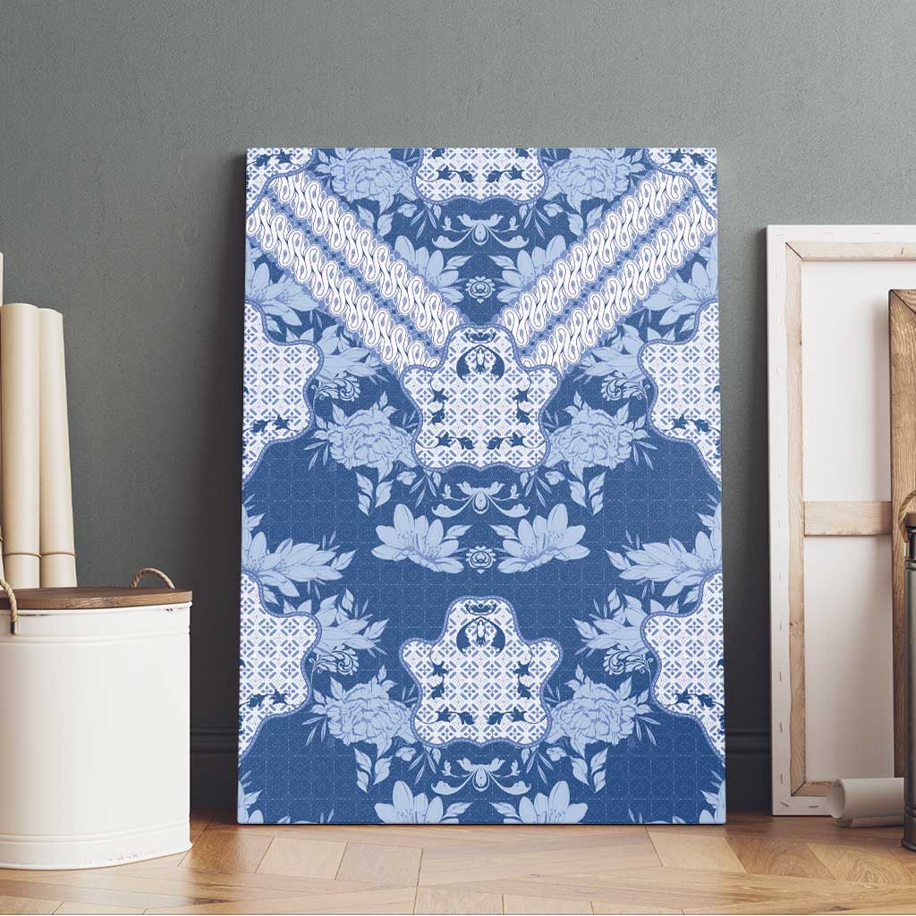 Indonesia Javanese Batik Canvas Wall Art Nelson Mandela Madiba Blue - Wonder Print Shop