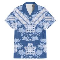Indonesia Javanese Batik Family Matching Mermaid Dress and Hawaiian Shirt Nelson Mandela Madiba Blue - Wonder Print Shop