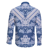 Indonesia Javanese Batik Family Matching Mermaid Dress and Hawaiian Shirt Nelson Mandela Madiba Blue - Wonder Print Shop