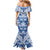 Indonesia Javanese Batik Family Matching Mermaid Dress and Hawaiian Shirt Nelson Mandela Madiba Blue - Wonder Print Shop