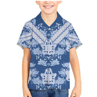 Indonesia Javanese Batik Family Matching Mermaid Dress and Hawaiian Shirt Nelson Mandela Madiba Blue - Wonder Print Shop