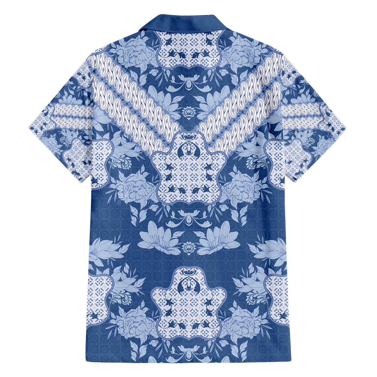 Indonesia Javanese Batik Family Matching Off The Shoulder Long Sleeve Dress and Hawaiian Shirt Nelson Mandela Madiba Blue - Wonder Print Shop