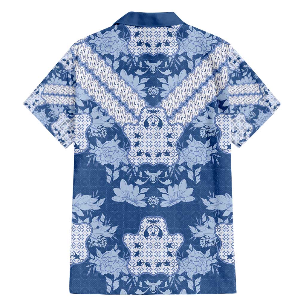 Indonesia Javanese Batik Family Matching Off Shoulder Maxi Dress and Hawaiian Shirt Nelson Mandela Madiba Blue - Wonder Print Shop