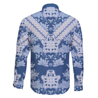 Indonesia Javanese Batik Family Matching Short Sleeve Bodycon Dress and Hawaiian Shirt Nelson Mandela Madiba Blue - Wonder Print Shop