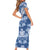 Indonesia Javanese Batik Family Matching Short Sleeve Bodycon Dress and Hawaiian Shirt Nelson Mandela Madiba Blue - Wonder Print Shop