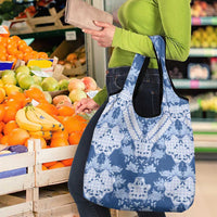 Indonesia Javanese Batik Grocery Bag Nelson Mandela Madiba Blue - Wonder Print Shop