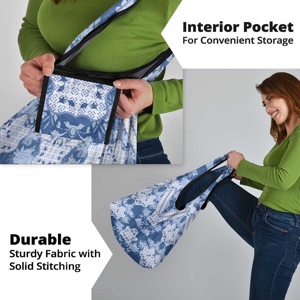 Indonesia Javanese Batik Grocery Bag Nelson Mandela Madiba Blue - Wonder Print Shop