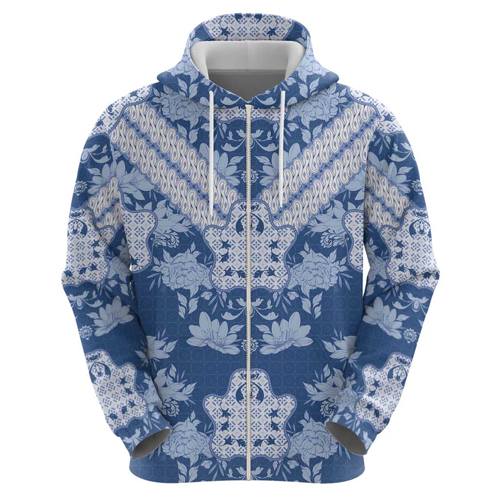 Indonesia Javanese Batik Hoodie Nelson Mandela Madiba Blue - Wonder Print Shop