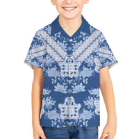 Indonesia Javanese Batik Kid Hawaiian Shirt Nelson Mandela Madiba Blue - Wonder Print Shop