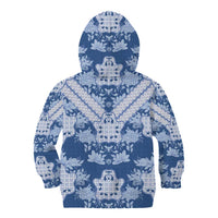 Indonesia Javanese Batik Kid Hoodie Nelson Mandela Madiba Blue - Wonder Print Shop