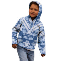 Indonesia Javanese Batik Kid Hoodie Nelson Mandela Madiba Blue - Wonder Print Shop