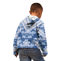Indonesia Javanese Batik Kid Hoodie Nelson Mandela Madiba Blue - Wonder Print Shop