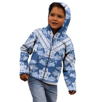 Indonesia Javanese Batik Kid Hoodie Nelson Mandela Madiba Blue - Wonder Print Shop