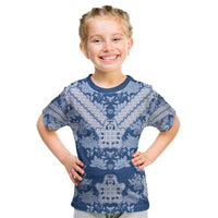 Indonesia Javanese Batik Kid T Shirt Nelson Mandela Madiba Blue - Wonder Print Shop