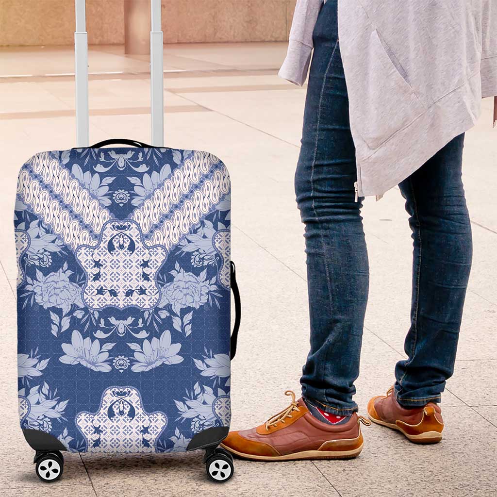 Indonesia Javanese Batik Luggage Cover Nelson Mandela Madiba Blue - Wonder Print Shop
