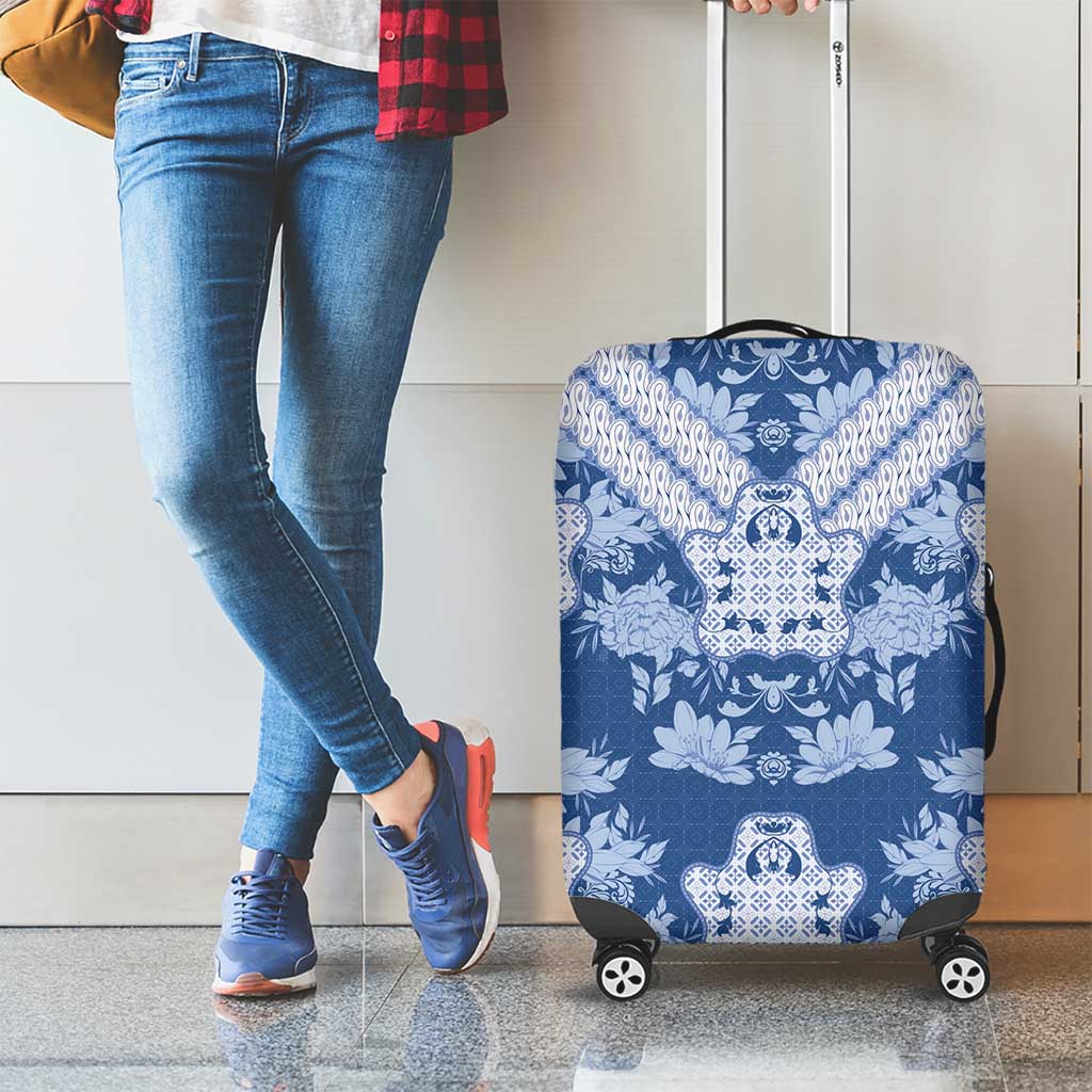 Indonesia Javanese Batik Luggage Cover Nelson Mandela Madiba Blue - Wonder Print Shop