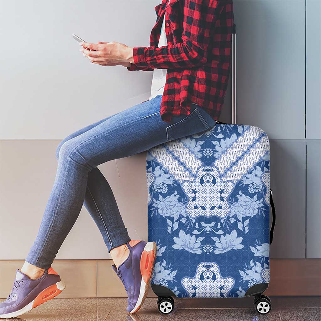 Indonesia Javanese Batik Luggage Cover Nelson Mandela Madiba Blue - Wonder Print Shop