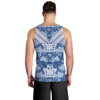 Indonesia Javanese Batik Men Tank Top Nelson Mandela Madiba Blue - Wonder Print Shop