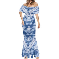 Indonesia Javanese Batik Mermaid Dress Nelson Mandela Madiba Blue - Wonder Print Shop