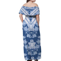 Indonesia Javanese Batik Off Shoulder Maxi Dress Nelson Mandela Madiba Blue - Wonder Print Shop